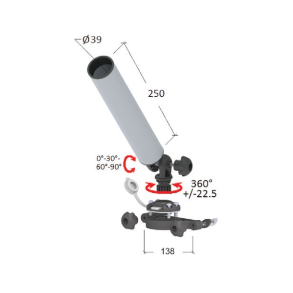 Держатель спиннинга торцевой на Т-образный профиль быстросъемный, алюминий